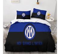 YANDAOFANG Inter Milan Set copripiumino stampato in 3D Set copripiumino per adulti e bambini con cerniera nascosta Set copripiumino in morbida microfibra Set di biancheria da letto animato (50x75 cm)