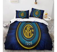 YANDAOFANG Inter Milan Set copripiumino stampato in 3D Set copripiumino per adulti e bambini con cerniera nascosta Set copripiumino in morbida microfibra Set di biancheria da letto animato (50x75 cm)