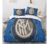 YANDAOFANG Inter Milan Set copripiumino stampato in 3D Set copripiumino per adulti e bambini con cerniera nascosta Set copripiumino in morbida microfibra Set di biancheria da letto animato (50x75 cm)