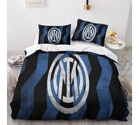 YANDAOFANG Inter Milan Set copripiumino stampato in 3D Set copripiumino per adulti e bambini con cerniera nascosta Set copripiumino in morbida microfibra Set di biancheria da letto animato (50x75 cm)