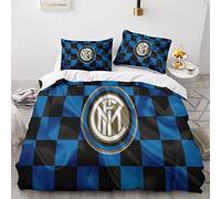 YANDAOFANG Inter Milan Set copripiumino stampato in 3D Set copripiumino per adulti e bambini con cerniera nascosta Set copripiumino in morbida microfibra Set di biancheria da letto animato (50x75 cm)