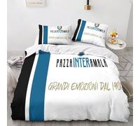 YANDAOFANG Inter Milan Set copripiumino stampato in 3D Set copripiumino per adulti e bambini con cerniera nascosta Set copripiumino in morbida microfibra Set di biancheria da letto animato (50x75 cm)