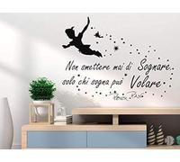 YANDAOFANG Non smettere mai di sognare, solo chi sogna può volare - Frase Adesivo da Parete Angelo Elfo Decorazione Soggiorno Aula Decorazione da Parete Adesivo da Parete in Vinile Rimovibile 60×90 cm