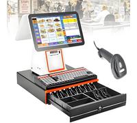 YANDDEA Registratore di Cassa all-in-One con Doppio Monitor Touch Screen, sistemas POS per Piccole Imprese, 8 GB di RAM, 128 GB di SSD, Stampante, cassetto Contanti e Software White-B