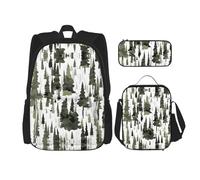 YANDM White Trees - Set di 3 zaini mimetici da viaggio, escursionismo, leggero, per laptop, borsa termica per il pranzo da donna, Motivo mimetico alberi bianchi, Taglia unica
