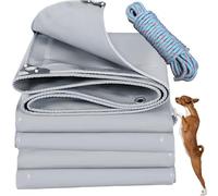 YANFEILI Telo con occhielli,3x8m 520g/m² teloni PVC per Esterno in Rinforzato con Occhielli Copertura Teloni Protettivo Multiuso Resistente UV Antistrappo grigio
