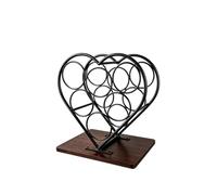 YANG11FAN Arredamento Il portabottiglie traforato a forma di cuore a doppio livello può contenere 6 bottiglie