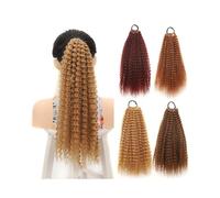 YANG11FAN Estensione coda di cavallo Afro crespa e riccia con elastico, 50 cm, sintetico, leggera e soffice, per donne(1B)