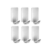 YANG11FAN Salvaspazio 6 pezzi piccoli ganci adesivi autoadesivi for bastoncini in acciaio inossidabile for pareti appese asciugamani chiavi borse cucina casa Attaccapanni Muro