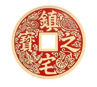 YANGAFJDUA Grande Monete Cinesi Feng Shui Bronzo Diametro 27.5 cm Monete di Buona Fortuna Monete I-Ching per Salute e Ricchezza Ottone Cinese Feng Shui I Ching Divination Coins pour Success,Rosso