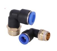 YANGC Connettore aria pneumatico a gomito da 5 pezzi 1/8 "1/4" 3/8 "1/2" filettatura maschio 4-12mm(PL12-03)