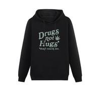 YANGDUJUN Drugs Not Hugs Don't Touch Me Funny Social Distancing Marijuana Mens Hoodies Casual Cotton Unisex Black Sweatshirts XL