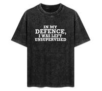 YANGDUJUN in My Defence I Was Left Unsupervised Mens T-Shirt Casual Cotton Unisex Black Tees Tops XXL