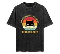 YANGDUJUN Introverted But Willing To Discuss Cats Mens T-Shirt Casual Cotton Unisex Black Tees Tops XXL