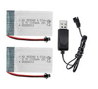 Yangers 2 Pack 3.7v 1100mah Lipo Batteria RC Batterie ricaricabili 25C SM-2P Connettore a spina con caricatore USB Set per RC Auto fuoristrada Camion Jumper Veicolo Drift Monster Toys