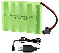 Yangers batteria ricaricabile NI-MH 5S AA pacco 6V 2400mAh SM 2P 2 pin spina connettore femmina con caricatore USB per RC auto off road camion jumper Veicolo Drift Monster Giocattoli