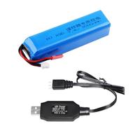 Yangers Batterie di ricambio per batteria Lipo RC da 7,4 V 3000 mAh 2S con connettore JST con caricabatterie USB Set per Frsky Taranis X9D Plus Flysky trasmettitore telecomando ricevitore FPV occhiali