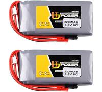Yangers Confezione da 2 batterie ricaricabili Lipo da 6,6 V 2200 mAh, con connettore JST FUTABA per Futaba 18SZ 14SZ 10J T8J T6J 7PX 4PX 4PV 4PLS 4PK 3PK 3PV Trasmettitore RC Giocattoli