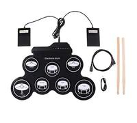 Yangers Kit di batteria elettrica musicale strumento per bambini, portatile digitale pieghevole Roll Up Set per Pratica con 2 pedali e 2 bastoni per Ragazzi Ragazze regalo di avviamento