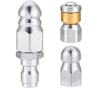 Yangers Kit Getto Fognario 3 Pezzi, 1/4 Pollice Fognario con Ugello Sbloccare lo Scarico per Idropulitrice, Acciaio Inossidabile Ugello ad Alta Pressione Strumenti di Pulizia Sewer Nozzle Tool