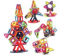 Yangers Set di Blocchi magnetici, 166 Pezzi Palline Giocattolo magnetiche Blocchi di Costruzione Ruote del Castello Toddlers Puzzle educativo Lettere e Numeri per Bambini