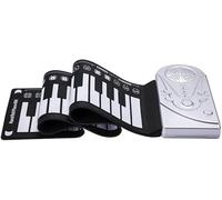 Yangers - Tastiera elettrica arrotolabile con altoparlante, portatile, digitale, pieghevole, con ritmo tamburo, tasti di apprendimento per bambini, principianti, colore: argento