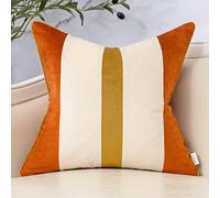 Yangest Federa per cuscino in velluto a righe con motivo patchwork, per divano, camera da letto, soggiorno, decorazione della casa, 50 x 50 cm