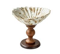 YANGJINGOZ-2025 Alzata for frutta in ceramica con texture a capesante, piedistallo for servire, finitura smaltata rustica, decorazione da tavolo in stile fattoria Portafrutta da Tavola