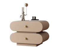 YANGJINGOZ-2025 comodino Double Drawer Khaki Wooden Bedside Table Bedroom Simple Storage Home Cabinet Tavolino da Notte(Grande)