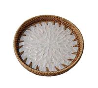 YANGJINGOZ-2025 Disco di giunzione a conchiglia semplice, piatto frutta, colazione, pane, dim sum, cesto Portafrutta da Tavola(Original white leaves)