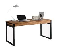 YANGJINGOZ-2025 Scrivania per Computer Scrivania industriale con cassetti, scrivania moderna in legno massello for ufficio domestico struttura in ferro nero(M)