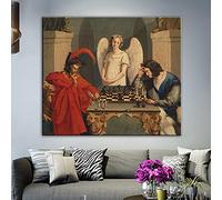 Yangld Faust e Mefisto che giocano a scacchi Riproduzioni di dipinti su tela di arte murale Stampe su tela famose Quadro decorativo da parete 23,6" x 31,4"(60x80cm) Senza cornice