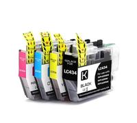 YanglishiOU Cartuccia d'inchiostro for stampante Bro-ther LC434 DCP-J1200W DCP-J1200DW DCP-J1200WE(1Set 4PCS)