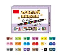 YANGLY 36 pennarelli artistici a Colori pennarelli acrilici a Doppia Punta Asciugatura Rapida a Lunga Durata per scarabocchi Libro creazione di Carte Scrapbooking Fai da Te