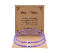 YangQian Braccialetto con perline a forma di cuore abbinato, idea regalo per papà, figlia, zia, nipote, compleanno, Natale, con biglietto "I Love You", Small, Resina, Nessuna pietra preziosa