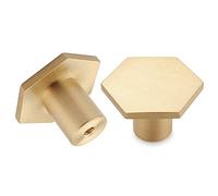 YANGQIHOME 10 Pezzi, Pomelli per Mobili in Ottone Spazzolato, Manopole per Cassetti in Oro, Armadio da Cucina e Pomoli Delle Porte (Esagono)