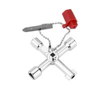 Yangshe Sillcock - Set di 10 chiavi a croce a 4 vie, in lega di zinco, strumento a bussola triangolare per impianti idraulici, elettrici e armadietti di ascensore per rubinetto, rubinetti dell'acqua