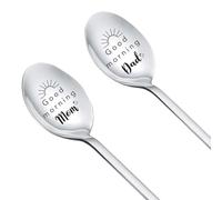 YANGSHINE 2 cucchiai da tè con bordi lisci, cucchiaini da tè con scritta "Good Morning Dad", robusti cucchiaini da caffè di figlia e figlio, per gli amanti del tè e del caffè