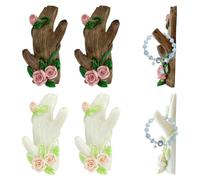 YANGSHINE 4 ganci decorativi da parete in resina con ramo di simulazione adesivo 3M con ganci a forma di rosa per asciugamani, borse, cappelli, sciarpe, chiavi, decorazioni per gioielli, bianco +