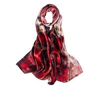 Yangtze Store - Sciarpa lunga in seta stampata digitale con stampa floreale, Rose rosse., 67" x 20"