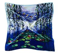 YangtzeStore Grande sciarpa quadrata in seta Charmeuse con stampa artistica classica, Ninfee Di Monet 1, 63" x 17"