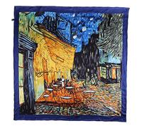 YangtzeStore Grande sciarpa quadrata in seta Charmeuse con stampa artistica classica, Terrazza del caffè di notte, 63" x 17"
