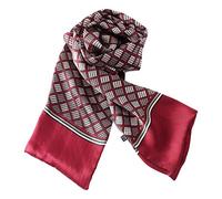 YangtzeStore Sciarpa lunga in raso Charmeuse per gli uomini, A quadri bordeaux, 63"x10"