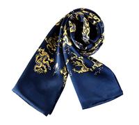 YangtzeStore Sciarpa lunga in raso Charmeuse per gli uomini, Blu Con Stampa Drago, 63"x10"