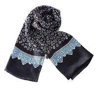 YangtzeStore Sciarpa lunga in raso Charmeuse per gli uomini, Paisley nero., 63"x10"