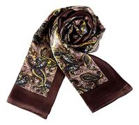 YangtzeStore Sciarpa Lunga in Seta Charmeuse e Raso per Uomini, marrone, 63"x10"