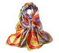 YangtzeStore Sciarpa lunga in seta Charmeuse Stampa artistica classica, Arcobaleno, 63" x 17"