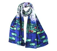 YangtzeStore Sciarpa lunga in seta Charmeuse Stampa artistica classica, Ninfee Di Monet, 63" x 17"