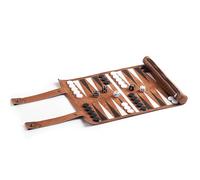 YANGUN Backgammon, gioco da viaggio da arrotolare, gioco da tavolo Backgammon, con accessori, in bianco e nero, campo da gioco (larghezza x profondità): 36 x 25 cm, effetto pelle, di alta qualità
