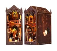 YANGUN Kit per libri fai da te, puzzle 3D, in legno, in miniatura, casa con sensore e mobili, casa delle bambole in miniatura, kit per modellini per adulti da costruire (biblioteca magica)